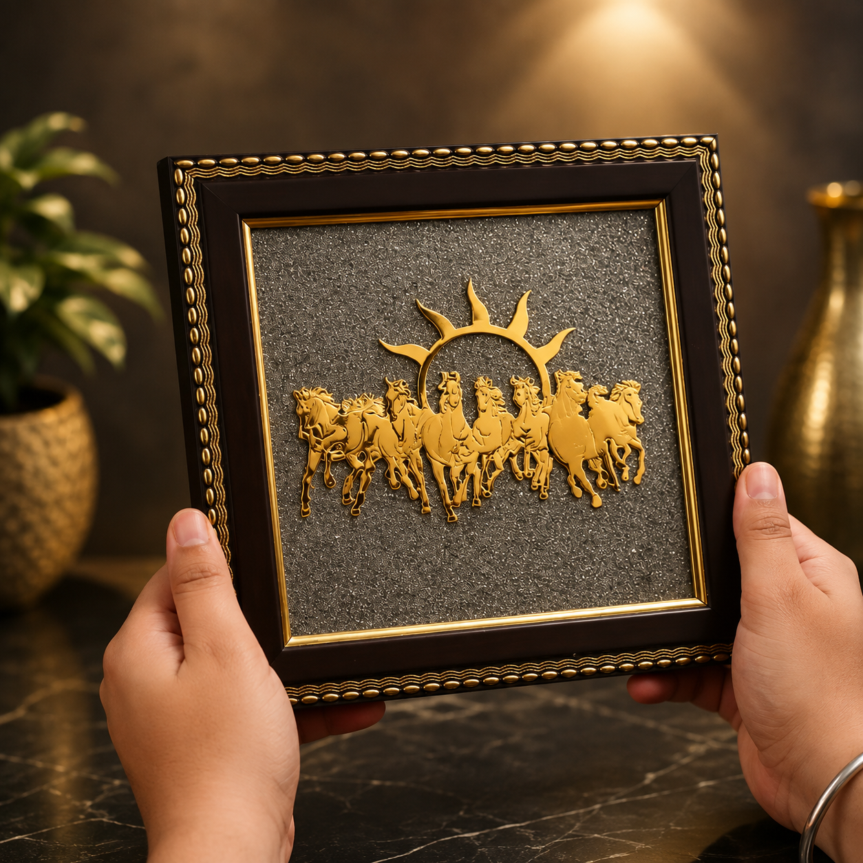 7 Horses Pyrite Wealth Frame